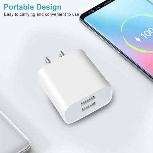 USB Wall Charger,4 Pack Dual Port Plug Adapter for Wall Outlet Charging Block, USB Power Adapter for iPhone 14/13/12/11 Pro/Pro Max, XS/XR/X,Galaxy, Pixel, Moto and Android Phones (White) - color: White