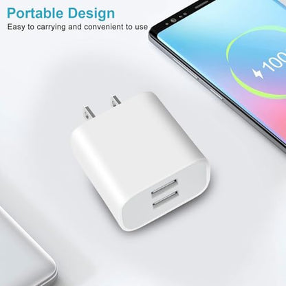 USB Wall Charger,4 Pack Dual Port Plug Adapter for Wall Outlet Charging Block, USB Power Adapter for iPhone 14/13/12/11 Pro/Pro Max, XS/XR/X,Galaxy, Pixel, Moto and Android Phones (White) - color: White