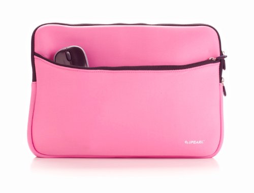 13-inch Soft Neoprene Sleeve Case for MacBook & UltraBook Laptop (Built-in External Pocket) - Pink