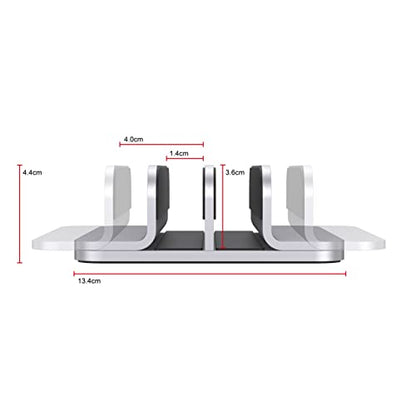 Double Aluminum Laptop Vertical Stand Organizer, Sturdy Notebook Computer Holder Stand Compatible with New Liquid Retina XDR Apple MacBook Air/Pro/Neo, Mac mini, Apple TV & iPad Pro - Silver - color: Silver