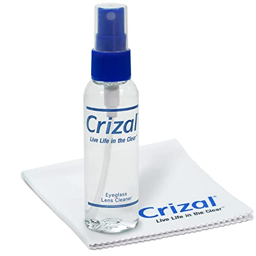 Crizal® Premium Eyeglass Cleaner Kit | Lens Cleaning Solution & Microfiber Cloth | Designed & Tested by Crizal® | Safe for Advanced AR-Coated & Premium Lenses | 2 oz - color: 1 Spray & 1 Cloth