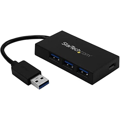 StarTech 4-Port USB-A Hub 5Gbps, 3x USB-A 1x USB-C, TAA (HB30A3A1CSFS) | SuperSpeed USB 3.0, Bus or self-powered, BC 1.2 charging to 12W per port, 20W total, Portable aluminum
