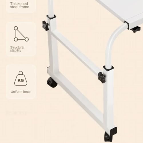 Overbed Table with Wheels, Overbed Desk with Adjustable Length and Height, Rolling over Bed Desk, over the Bed Table on 4 Lockable Wheels Heavy Duty Laptop Tables for Home Office Hospital Bedroom