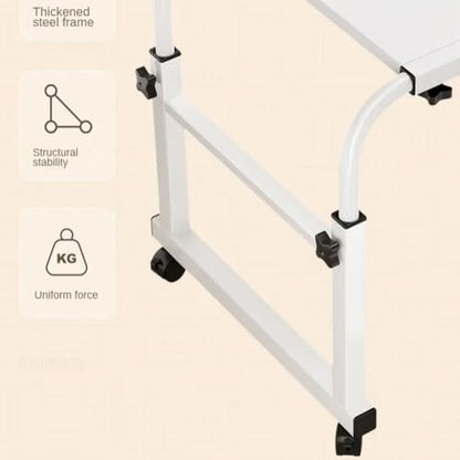 Overbed Table with Wheels, Overbed Desk with Adjustable Length and Height, Rolling over Bed Desk, over the Bed Table on 4 Lockable Wheels Heavy Duty Laptop Tables for Home Office Hospital Bedroom