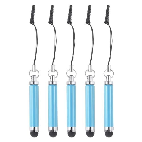 MECCANIXITY 5pcs Metallic Stylus Pen Retractable Aluminum Alloy Mini Capacitive Pens for Universal All Touch Screen Devices, Light Blue - color: Light Blue