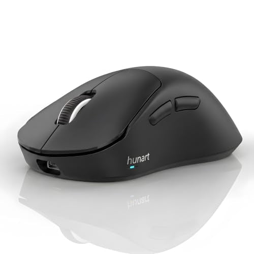 hunart H6 49g Wireless Mouse, Bluetooth & 2.4GHz, USB-C Charging, Black | Silent Clicks, Two Ways to Connect, Right-Hand Ergonomic Comfort, Portable for Laptop, MacBook, PC & Tablet - color: Black
