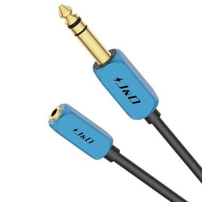 J&D 1/4 inch to 3.5 mm Headphone Adapter, 3.5 mm 1/8 inch TRS Female to 6.35 mm TRS Male Stereo Audio Extension Cable with Heavy Duty Aluminum Alloy Shell, 1 Feet - size: 1 Feet
