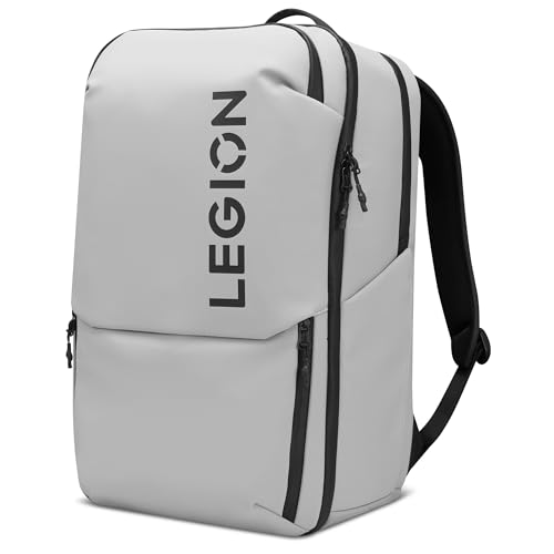 Lenovo Legion Gaming Laptop Backpack GB800, 21L Capacity, Fits 17-inch Laptops, Water Resistant, Three Main Compartments & 19 Specialiized Pockets, Light Grey - style: Gb800 Light Gray