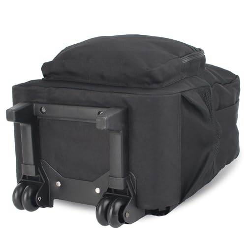 Rolling Backpack for Women. Kids Roller Bag with Wheels. Wheeled Carry-On Luggage, Black - color: Black