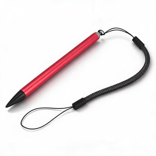 Universal Touch Pen, Black/Silver/Red Resistive POS PDA Navigator Tablet Screen Touch Painting Pen with Hanging Spring Rope(Red) - color: Red