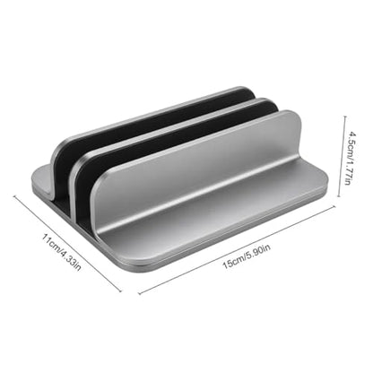 PRETYZOOM Dual Slot Aluminum Vertical Laptop Stand Holder for Desk, Vertical Laptop Base and Notebook Mount Base, Space-Saving Cooling Rack Compatible with MacBook Pro Air and Tablets