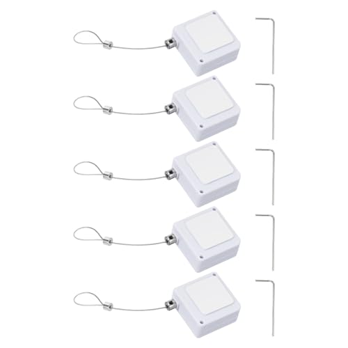 PATIKIL Retractable Remote Control Cable Tether (3.3ft / 1M, White)(5 Set) Square Remote Control Security Lanyard Lock Adjustable Locking Leash with Rope Locks, Suit for - TVs/Tablets - color: White