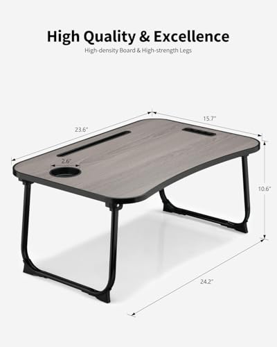 Foldable Lap Desk, Laptop Bed Desk, Portable Lap Table, Laptop Bed Table with Cup Holder & Tablet Slot & Lifting Handle for Working Writing Drawing & Eating - Gray - color: Gray