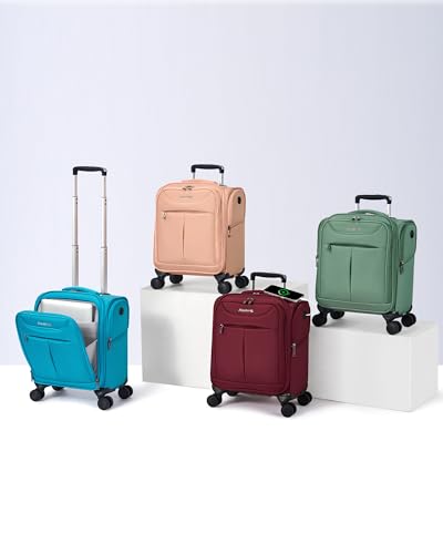 Hanke Underseat Carry On Luggage with Wheels, Lightweight Small Suitcase Airline Approved 16 Inch Softside Personal Item Travel Bag for Women Men, Compact Under Seat Luggage.(Forest Green) - color: Forest Green