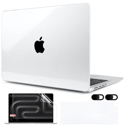 MEEgoodo for M5 MacBook Pro 16 inch Case 2026 2024 2023 2021 (Fit Model A3429/A3428/A3403/A3186/A2991/A2780/A2485) M5 M4 M3 M2 M1 Pro/Max, Laptop Case with Keyboard & Webcam Cover, Crystal Clear - color: Crystal Clear