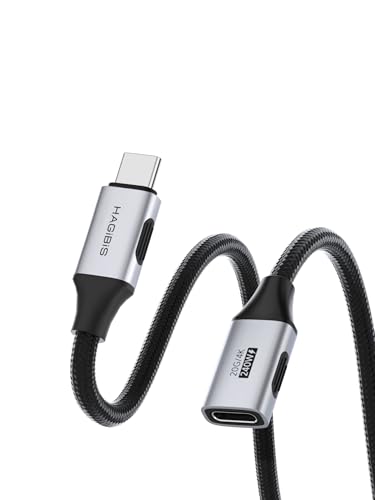 Hagibis USB C Extension Cable, Braided USB Type C Male to Female Extender Cord, 20Gbps 240W 4K@60Hz Fast Charging for iPhone 17 16 15 Pro Max, iPad Pro, Laptop, Switch, Steam Deck, ROG (3.3FT) - size: 3.3FT