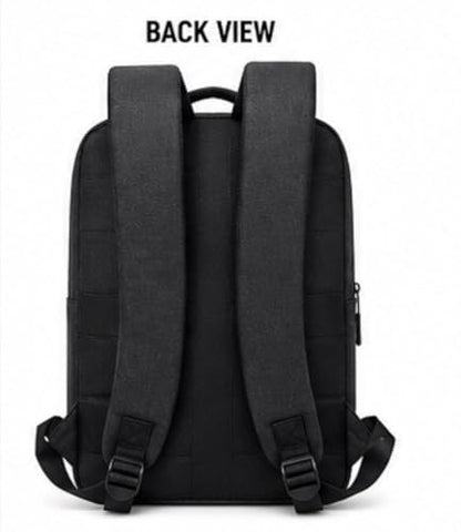 Modern Business Laptop Backpack with USB Charging Port, Black Water-Resistant Material, Front Zip Pocket, Minimalist Design