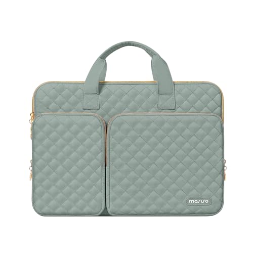 MOSISO 360 Protective Laptop Case 16 inch,15-15.6 inch Laptop Sleeve | Compatible with MacBook Pro 16 M5 M4 M3 M2 M1 HP Acer Dell Lenovo,Square Quilted Bag with 2 Pockets&Handle&Belt,Antique Green - color: Antique Green, size: 16 inch