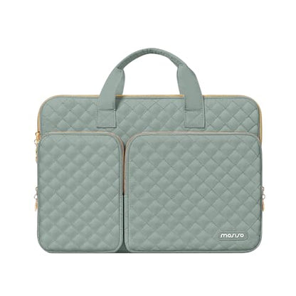 MOSISO 360 Protective Laptop Case 16 inch,15-15.6 inch Laptop Sleeve | Compatible with MacBook Pro 16 M5 M4 M3 M2 M1 HP Acer Dell Lenovo,Square Quilted Bag with 2 Pockets&Handle&Belt,Antique Green - color: Antique Green, size: 16 inch