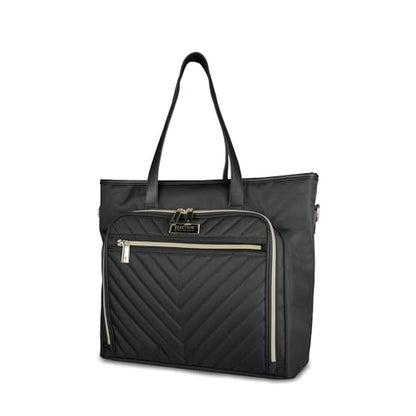 Kenneth Cole REACTION Madison Square Lightweight Hardside Chevron Expandable Spinner Luggage, Black, 2-Piece (20" Carry On + Tote) - color: Black, size: 2-Piece (20" Carry On + Tote)