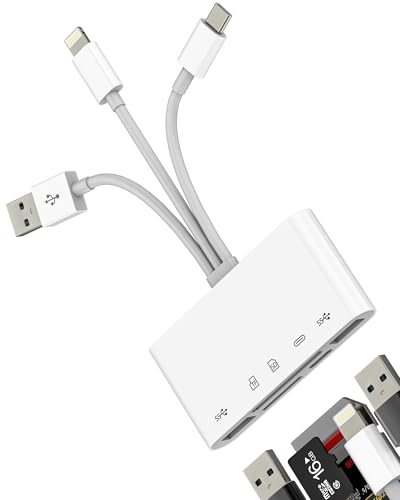 USB C Lightning USB to OTG TF SD Charger Adapter Micro Card Reader for Apple iPhone 15 14 for iPad Compatible for Samsung Dongle Cable Camera Memory Mouse Cord Converter Splitter Charging Accessories - color: USB-C+Lightning+USB to 2USB+TF+SD+Lightning