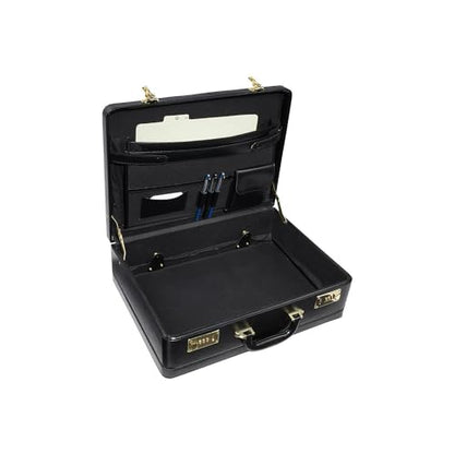 HomeStock Seaside Style Large Expandable Faux Leather Attach Case Executive Business Case Featuring Ample Storage And Distinctive Matte Finish, 17.75" L X 12.88" H X 5.5" W Black - color: Black
