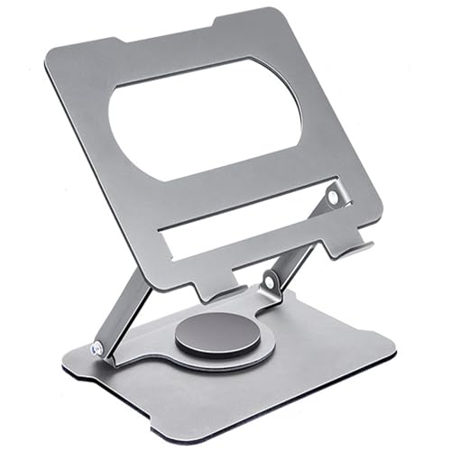 Adjustable Laptop Stand with 360 Rotating Base, Computer Stand for Laptop Ergonimic Foldable Laptop Riser for Desk Compatible with MacBook Pro/Air Notebook up to 17 Inches,Grey