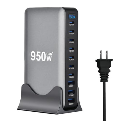 950W USB C Fast Charger Block, 10 Ports GaN IV Pro USB Chagring Station, 140W PD QC HUB for Multiple Devices, Laptop Adapter Compatible with MacBook Pro/Air iPad iPhone Pro Max, Galaxy, Dell, HP - size: 950W-7C3A