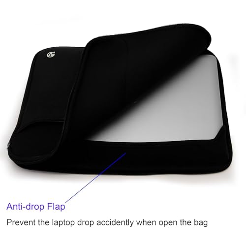 13 inch Laptop Sleeve, Shock and Water Resistant Neoprene Case with Dual Zippers, Front Accessory Pocket for 13.3 Inch Laptops and Tablets - color: Black