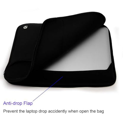 13 inch Laptop Sleeve, Shock and Water Resistant Neoprene Case with Dual Zippers, Front Accessory Pocket for 13.3 Inch Laptops and Tablets - color: Black