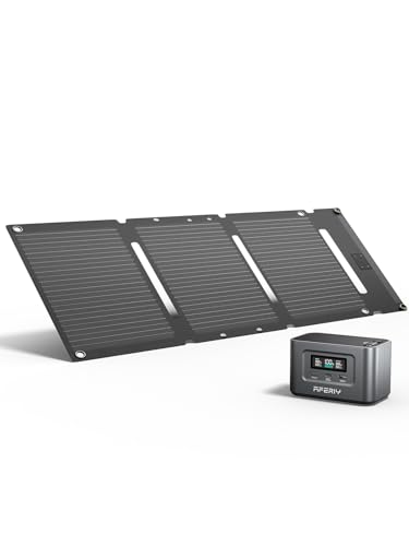 AFERIY Portable Power Station and Solar Charger Bundle: 145W with 99.2Wh LiFePO4 Battery, 100W PD Cable, with 1pcs 30W Solar Panel for Camping, Travel, Outdoor Activities - color: Black