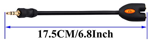 3.5mm Headphone Y Splitter Cable 3-Pole 3.5mm AUX Male to 2 Port 3.5mm Female Audio Stereo Y Splitter Cable for Headset Splitter Adapter, for Smartphone, Tablets, MP3, MP4(17.5CM) (3Pole) - color: 3Pole