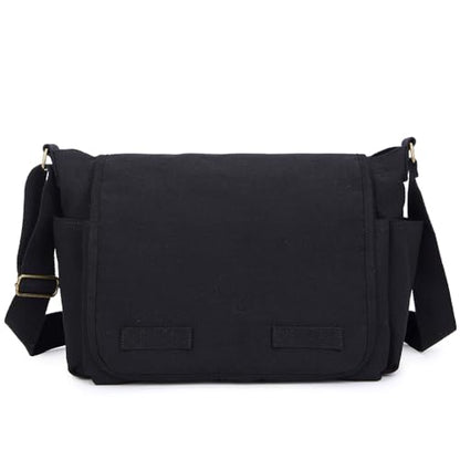 Sechunk Canvas Large Messenger Bag Shoulder bag Cross body bag Crossbody Bag - color: Black, size: Large