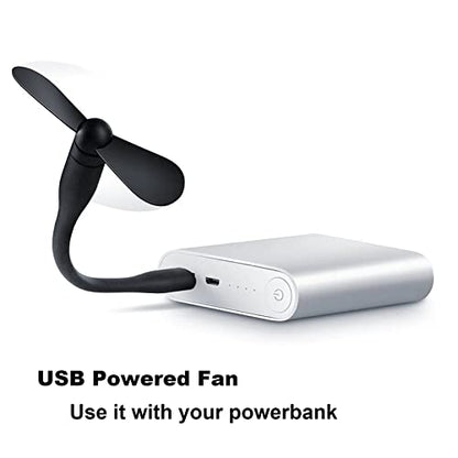Sokelinn-six USB Flexible Fan, Mini Portable Cooling Fans USB Powered for Power Bank Laptop PC AC Charger - 2 Pack (Black) - color: Black