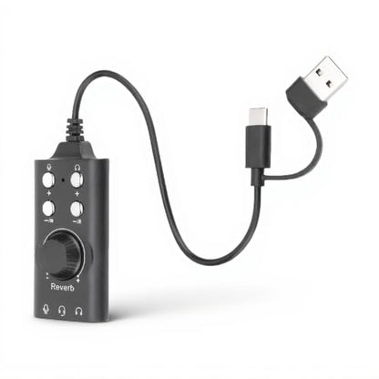 USB Sound Card, External Sound Card with Volume Control and Voice Changer, USB to 3.5mm Audio Adapter for PC Laptop Computer