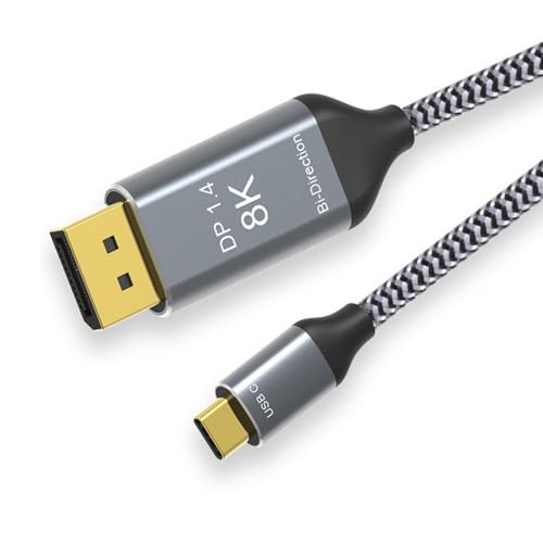 CY Cable Reversible DisplayPort DP Source to USB 3.1 Type C USB-C Displays Male 8K HDTV Cable for Laptop Monitor 1.8m - color: Black DP to USB-C 8K (Reversible)