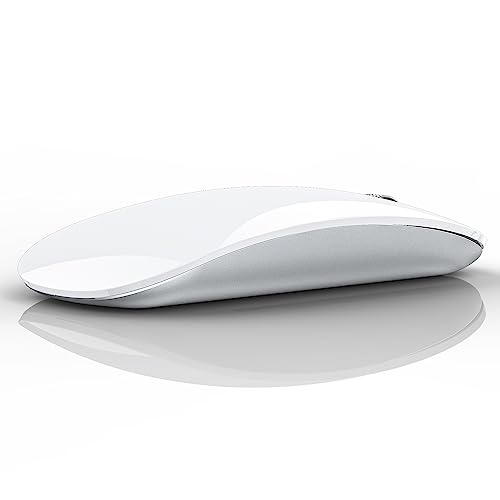 TENMOS M18 Bluetooth Mouse, USB C Rechargeable Wireless Mouse, Silent-White | Tri-Mode BT5.1/5.0+2.4G, Quiet Click, Portable, Battery Level Visible, USB Receiver,Type C Adapter, for Laptop/MacBook/iPad - color: white