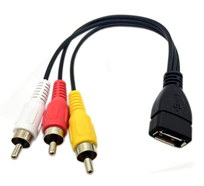 USB to 3 RCA Cable, 8 inch USB 2.0 A Female to 3RCA Male Audio Video Capture Card AV Composite Adapter Cable (USB F/3RCA M)