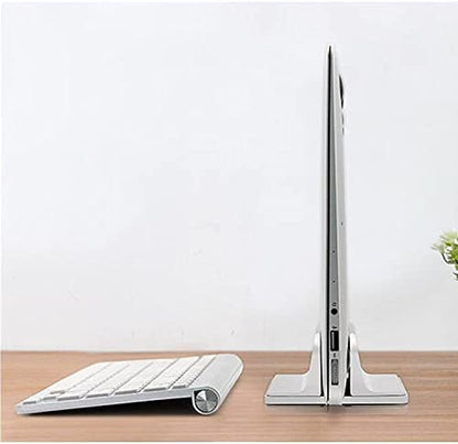 Vertical Laptop Stand for Desk [Adjustable] Sturdy Aluminum Dock Fits All Laptops (up to 20.3 inches) Space Saving, Modern Compact Holder, Compatible with MacBook Pro/Air, Surface, HP, Dell (Silver) - color: Sliver