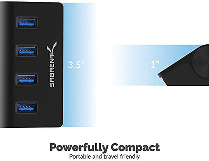 SABRENT 4-Port USB 3.0 Hub Aluminum Portable Data Hub with 2.5ft USB 3.0 Cable for iMac, MacBook, MacBook Pro, MacBook Air, Mac mini, or Any PC [Black] (HB-MC3B) - size: USB-A 4-Port – Black