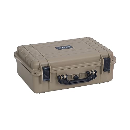 MEIJIA All Weather IP67 Waterproof Hard Camera Case,Hard Protective Case,Hard Case with Customizable Foam,Fit Use of Drones,Camera,Equipments,Pistols(Desert Tan,18.5 x14.06x6.93inches) - color: Desert Tan, size: 18.5 x14.06x6.93inches