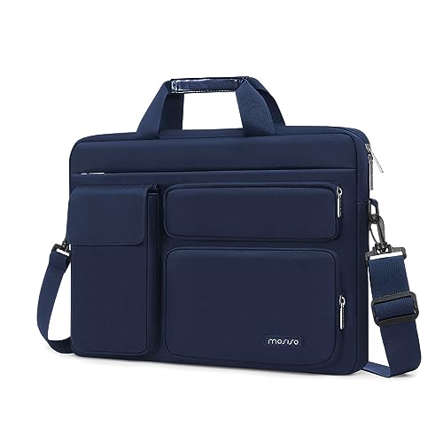 MOSISO Laptop Shoulder Bag 14 inch, 14 inch Computer Bag | Compatible with HP Lenovo Dell ASUS Acer, Dell Latitude with 2 Raised&1 Flapover&1 Horizontal Pocket&Handle&Belt, Navy Blue - color: Navy Blue, size: 14 inch