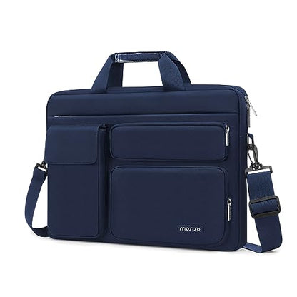 MOSISO Laptop Shoulder Bag 14 inch, 14 inch Computer Bag | Compatible with HP Lenovo Dell ASUS Acer, Dell Latitude with 2 Raised&1 Flapover&1 Horizontal Pocket&Handle&Belt, Navy Blue - color: Navy Blue, size: 14 inch