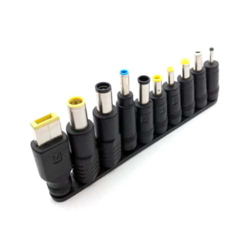 10 in 1 Universal Laptop DC Power Connector Tips Kit, USB A Male to Multi Size DC Barrel Plug Adapter Set with ThinkPad Square Port for HP Dell Lenovo Asus Acer Samsung Notebook