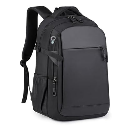 Travel Laptop Backpack, Waterproof 15.6 Inch Computer Work Lightweight Packback Bag for Men Women College Gift, Black (Black)