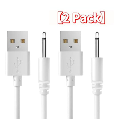 2.5mm DC Charging Cable, Fast Charging USB Cable, Compatible with Beauty Instrument Massager USB Charger Cords - 2 Pack - color: white 1