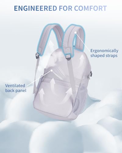 ECOHUB Travel Backpack for Women, 17.3 inch Suspended Laptop Backpack, Fashion Water-Resistant 28L Personal Item Bag with 12 Pockets for Causal, Work, Grey - color: Grey