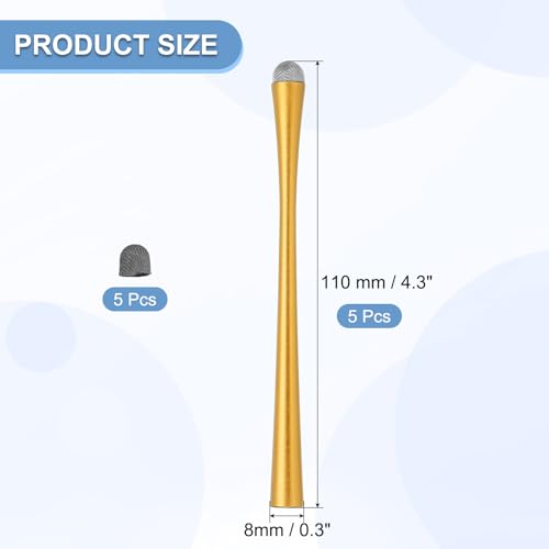 PATIKIL 5 Pcs Slim Waist Stylus Pens for Touch Screens, 2 in 1 High Sensitivity Universal Pen Capacitive Stylus for Phone Tablets Laptop Touch Screen Devices, Gold - color: Gold