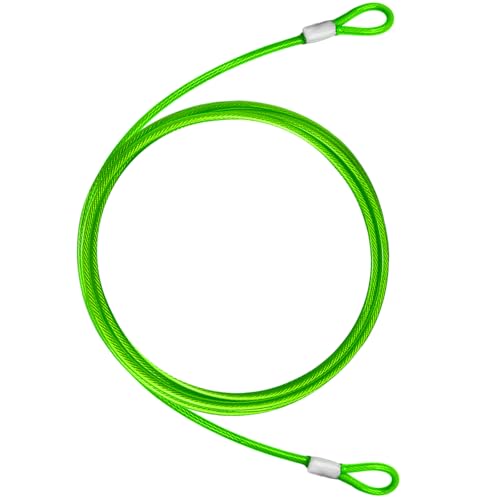 NAZOU 15FT （3/16 Inch） Steel Security Cable with Loops - Flexible Wire Rope Versatile & Weatherproof Safety Cable for Luggage, Bike Lock & Outdoor Gear -（1 Pack） - color: Green, size: 15FT-(1Pack)