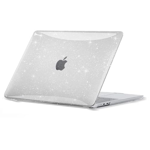 EooCoo Case for MacBook Air 15 inch M5 M4 M3 M2 2026-2023, Sparkly Clear | Lightweight, Sturdy, Easy Snap-On, Against Scratches & Everyday Bumps, Model: A3448 A3241 A3114 A2941 - color: Sparkly Clear